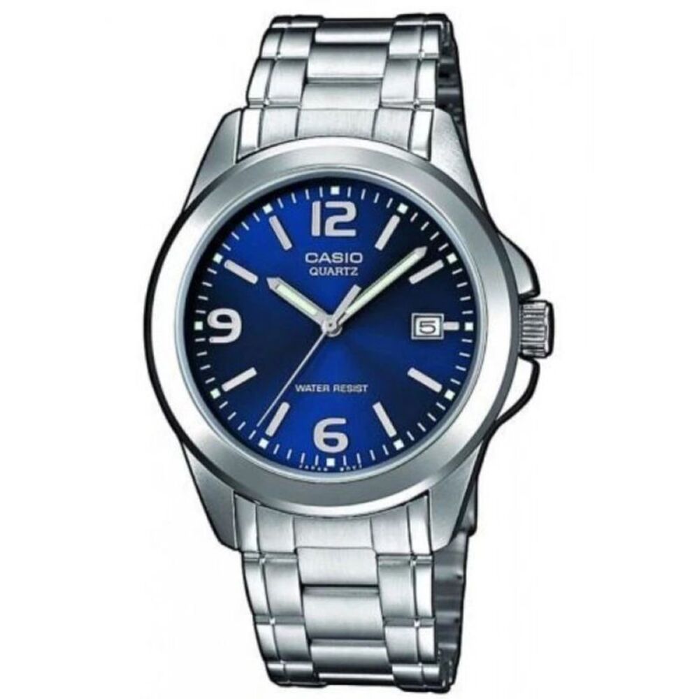 Casio Men’s Blue Dial Stainless Steel Bracelet Watch – MTP-1215A-2A